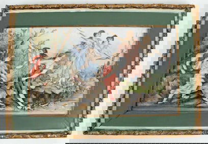 Antique Bas Relief Bisque Plaque Diana's Hunt
