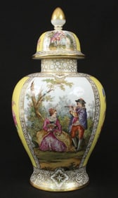 Richard Klemm Dresden Porcelain Capped Urn