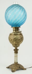 Victorian B&H Brass and Onyx Banquet Lamp