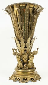 Monumental 19th C. Gilt Bronze Merman Vase