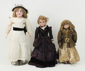 (3) German Bisque Dolls