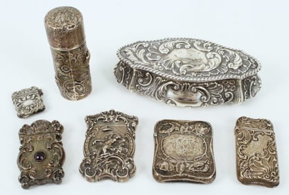 (7) Sterling Silver Match Safes & Boxes
