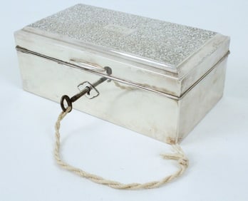 Japanese "Silver 950" Jewelry Box w/ Rosewood Tray
