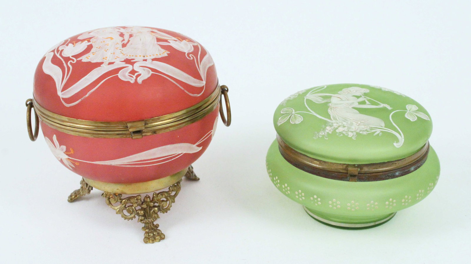 (2) Bohemian Art Nouveau Glass Dresser Boxes (1 of 4)