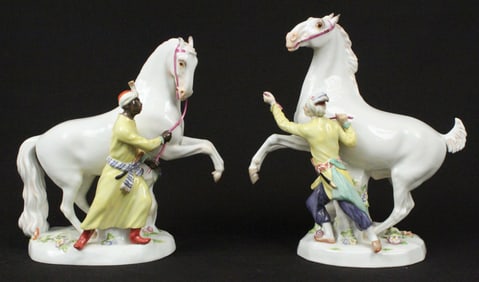 Pair of Meissen Horse and Grooms