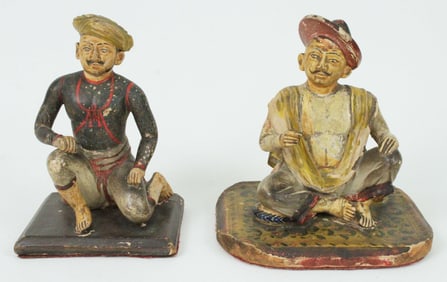 Pair of 19th C. Seated Maratha From India
