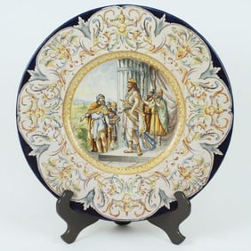 19th C. Italian Hand Painted Majolica 18" Charger