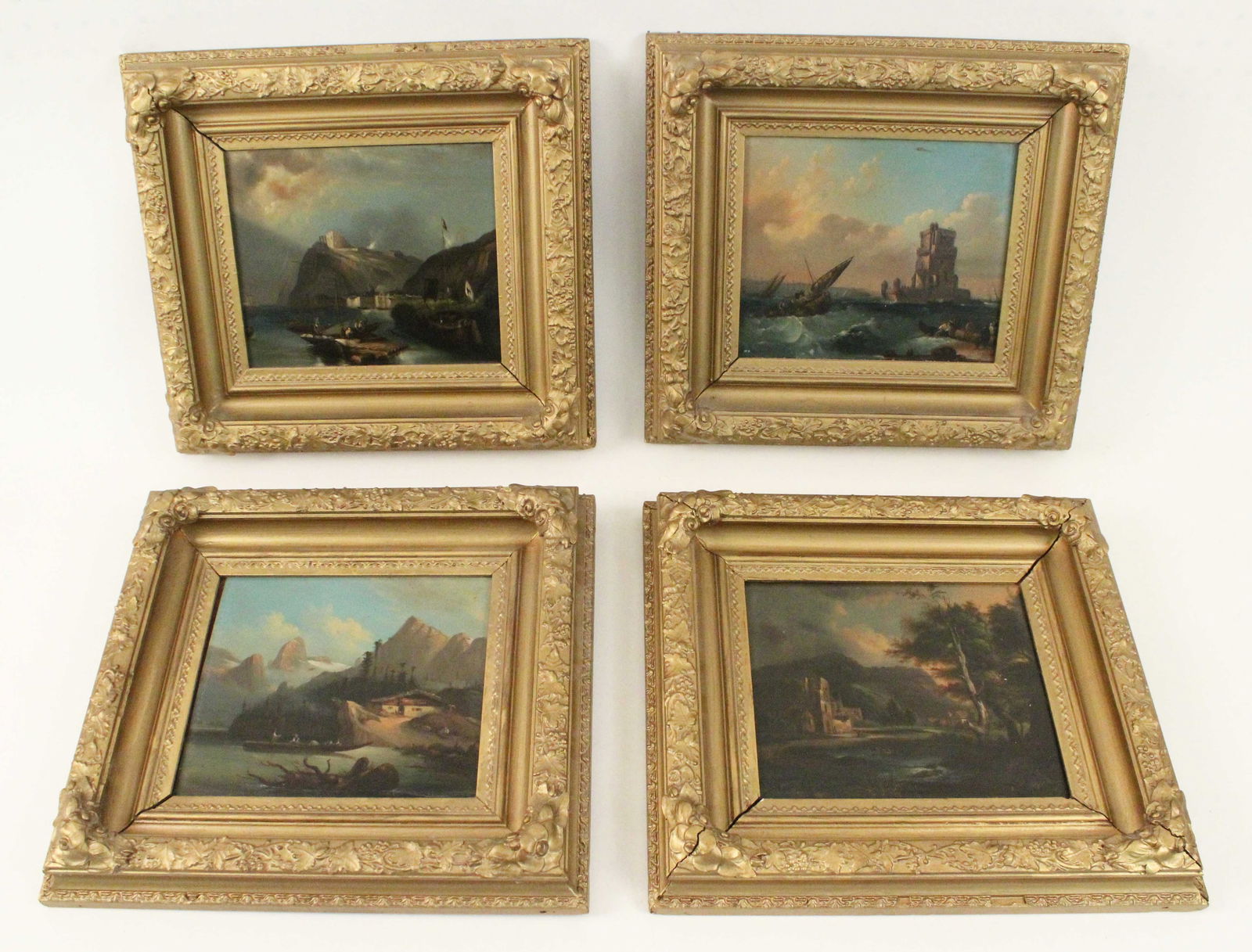 (4) 19th C. European Oil On Tin Landscapes (1 of 7)