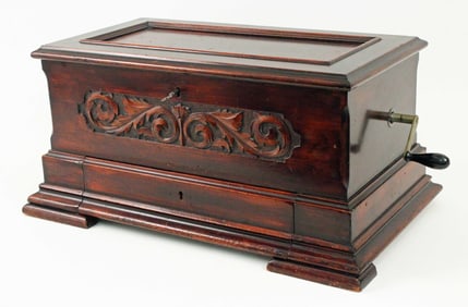 Jacot & Son Swiss Carved Mahogany Music Box