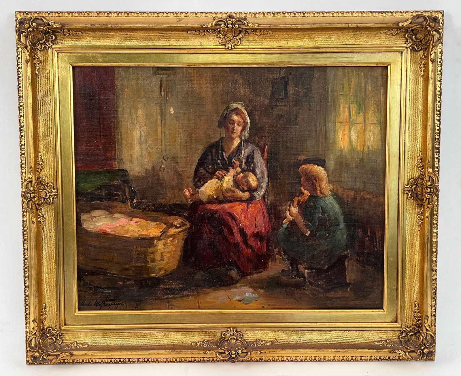 Chas. Waltensperger (1871-1931) Mother's Love O/C (1 of 7)