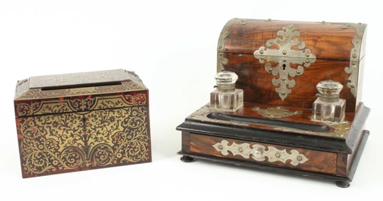Boulle Style Letter Box & Victorian Desk Stand