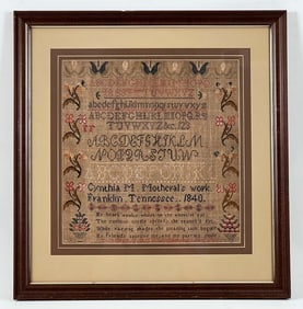 Cynthia M Motheral Franklin, TN Sampler 1840