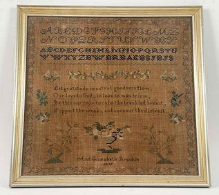 Ann Elizabeth Brackin 1839 Sampler w/ Poem