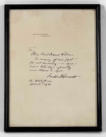 Franklin Roosevelt Sgd Letter To Charl Williams