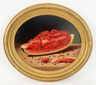 Unknown Artist 19th C. Watermelon Still Life O/C