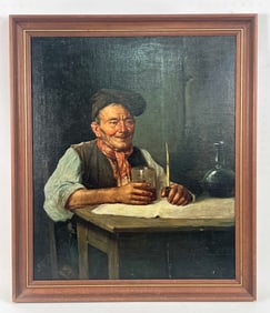 G. Moran Early 20th C. Sitting Man Painting