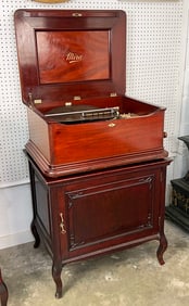 Mira Mahogany 18" Disc Music Box w/ Disc Cabinet