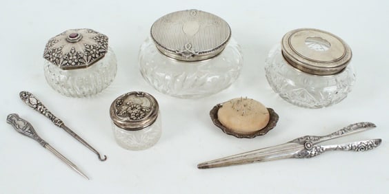 Sterling Powder Dishes, Glove Stretcher, Etc.