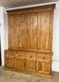 English Pine Breakfront Cabinet