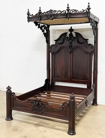 Mid 19th C. Half Teester Rosewood Bed