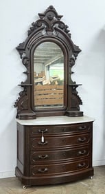Victorian Walnut Marble Top Dresser, Circa 1860