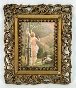 Porcelain Plaque Nude w/ Veil C. 1890
