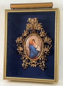 19th C. Porcelain Plaque of Madonna & Child