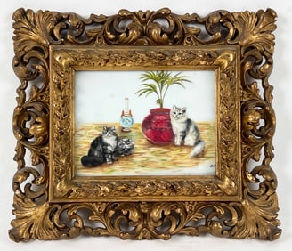 Bessie Bamber (C. 1870-after 1910) Cats Plaque