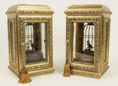 (2) Eschle Reuge German Bird Cage Automatons