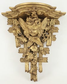 19th C. Italian Giltwood Wall Bracket w/ Cherub