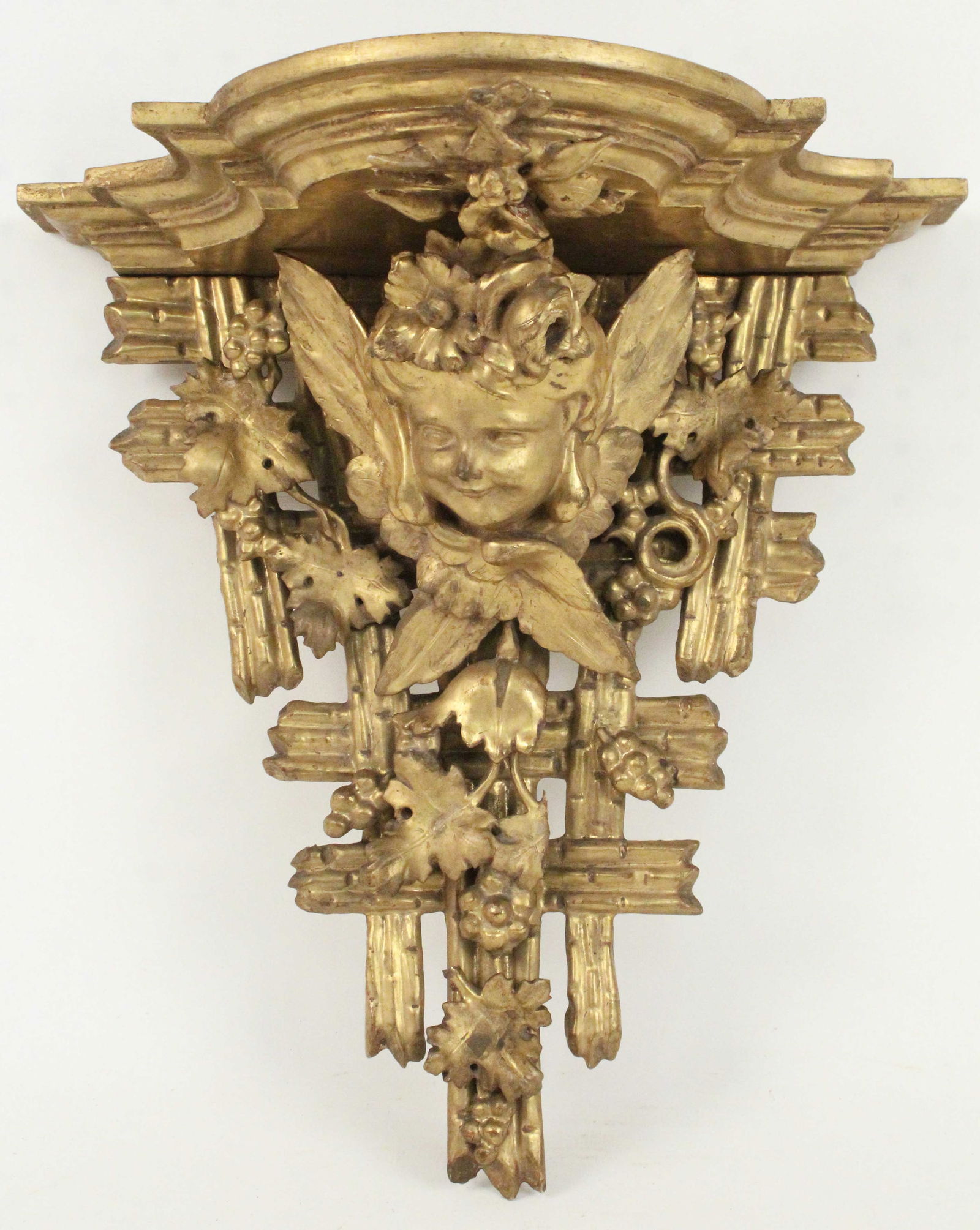 19th C. Italian Giltwood Wall Bracket w/ Cherub (1 of 6)