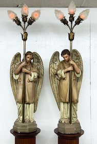 Pair of Cathedral Angel Lights On Stands