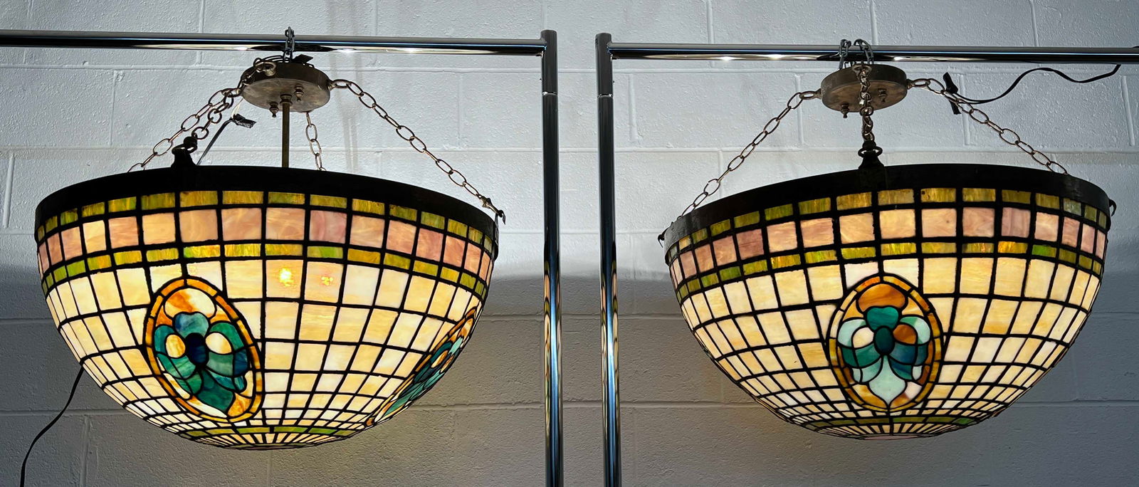 Monumental Pr Tiffany Style Dome Lights E. 20th C. (1 of 9)