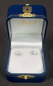 Ladies 14K White Gold Diamond Solitaire Earrings