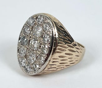 Gentleman's 10K Diamond Cluster 3.6 ct Ring