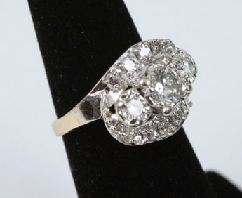 Ladies 14K Two Tone Diamond Bypass Ring