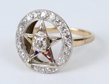 Ladies 14K Yellow Gold Eastern Star Ring