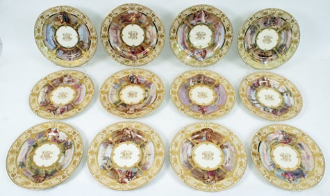 (12) Dresden Ambrosius Lamm Porcelain Opera Plates