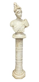 Antonio Piazza (1875-1925) Marble Bust of Lady