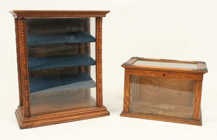 (2) Small Oak Antique Display Cases