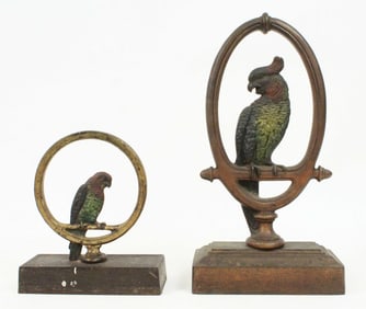 (2) Bradley & Hubbard Cast Iron Parrot Doorstops
