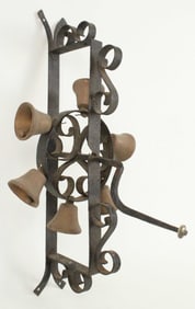 Wrought Iron Door Bell w/ Hand Rotating Bells
