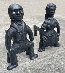 Black Couple Andirons Late 19/early 20th C