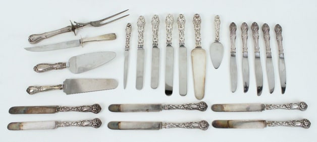 Group of Sterling Hollow Handled Knives & Serving