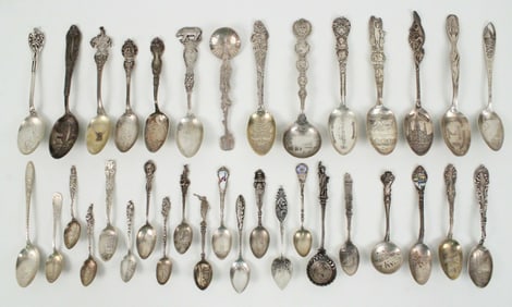 (35) Sterling Silver Souvenir Spoons