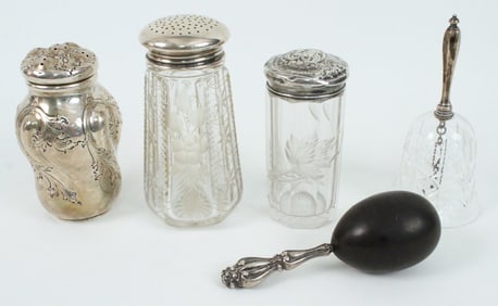 Sterling Silver Shakers, Powder Jar, Bell, Etc.