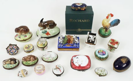 (20) Enameled Porcelain Trinket Boxes, Limoges