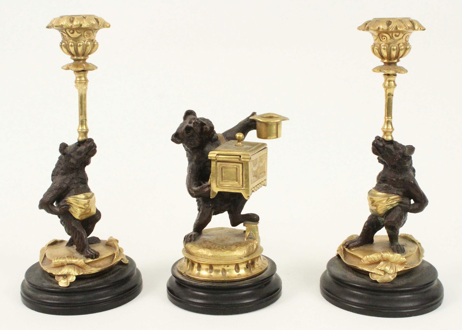 Figural Bronze Bear Candlesticks, 19th Century (1 of 10)