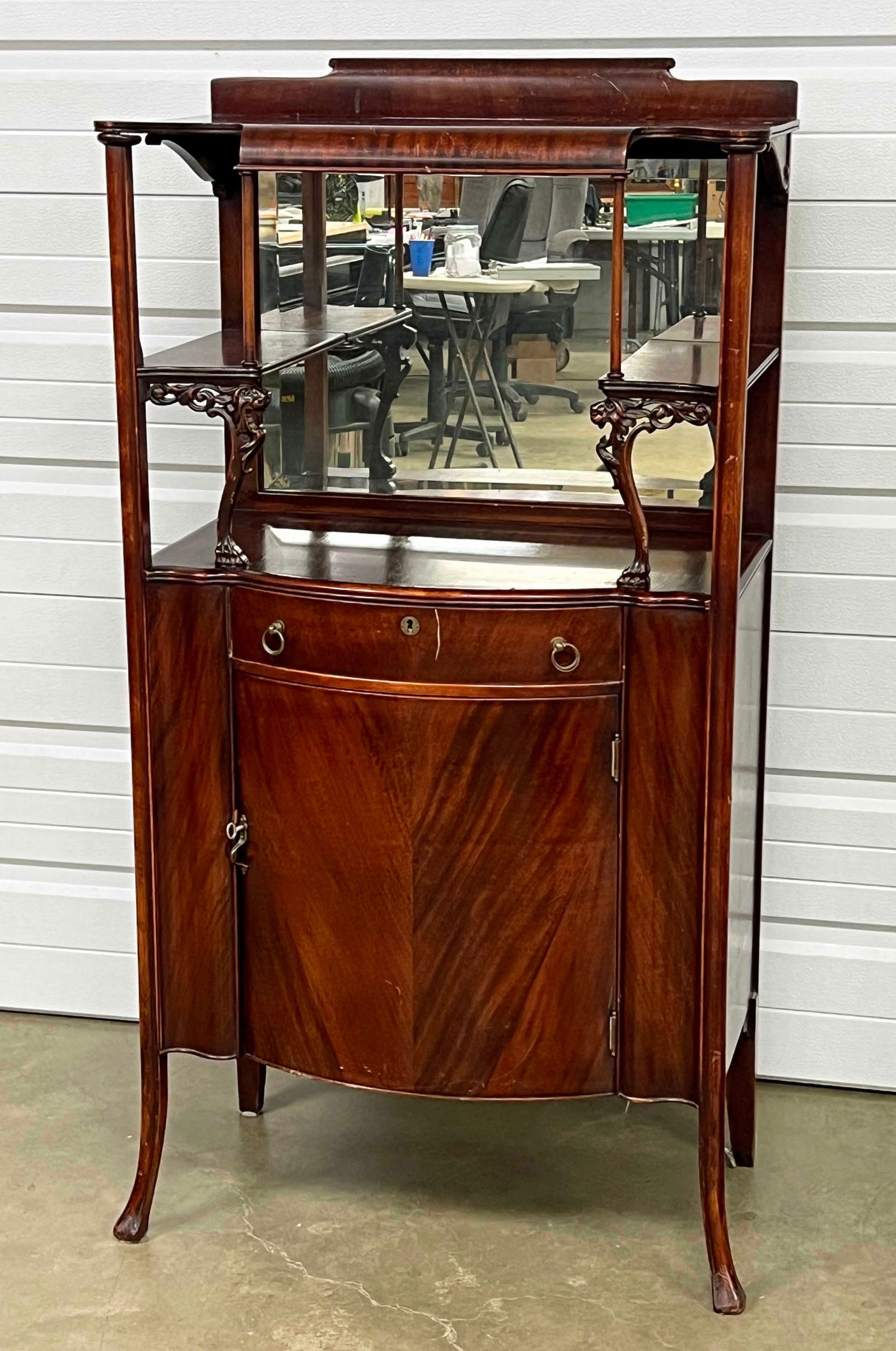 Mahogany Sheet Music Cabinet w/ Mirror (1 of 6)