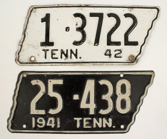1941 & 1942 War Years TN License Plates